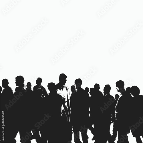 vector silhouette of a crowd of people on a white background .Generative AI