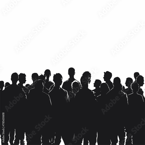 vector silhouette of a crowd of people on a white background .Generative AI