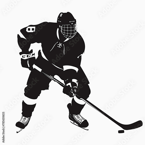 vector silhouette of a hockey player on a white background .Generative AI