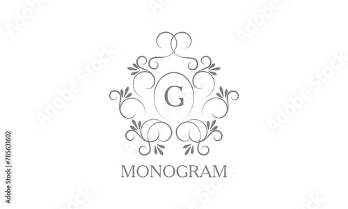 Stylish, elegant initial letter G monogram design in vector style. Emblem, logo for restaurant, boutique, jewelry, business.