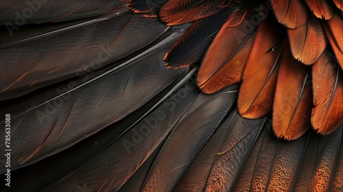 Closeup of the wings, feathers, texture, feathers, redbrown color, feathers photo