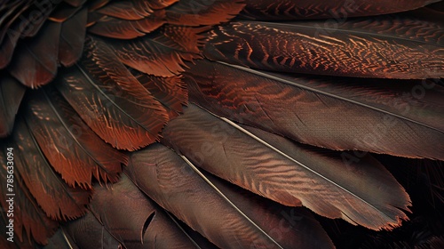 Closeup of the wings, feathers, texture, feathers, redbrown color, feathers photo