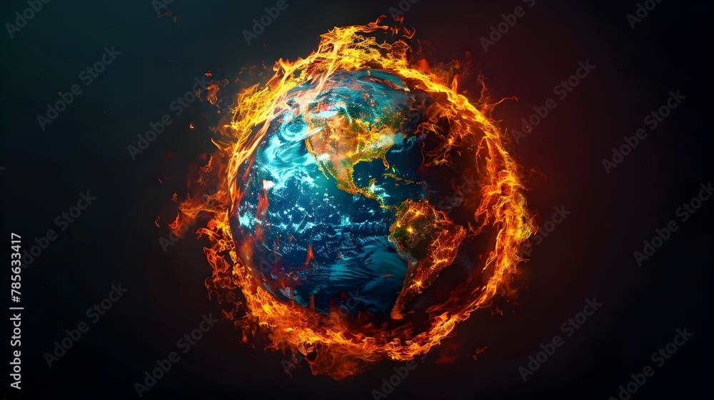 Flames Transforming into a Geographical Globe: A Dynamic Interplay of Fire and Earth's Contours