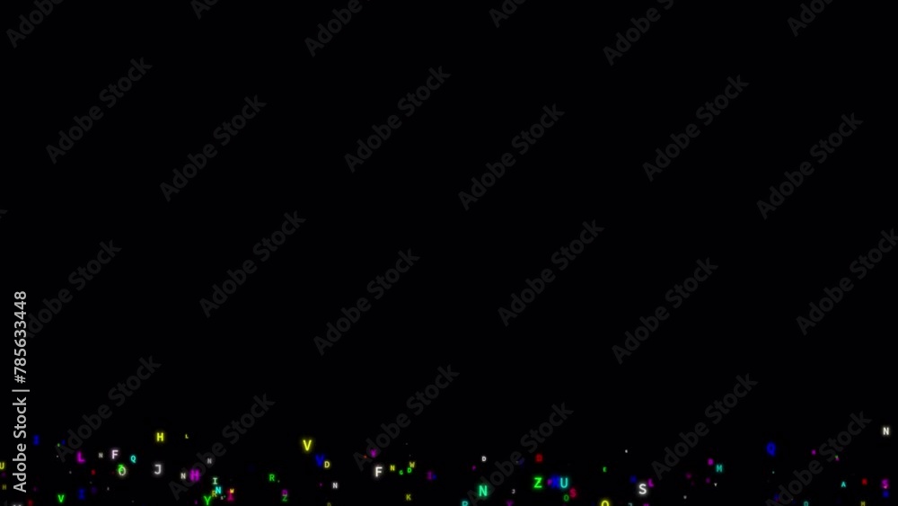 abstract animated background with flowing random letters in changing ...