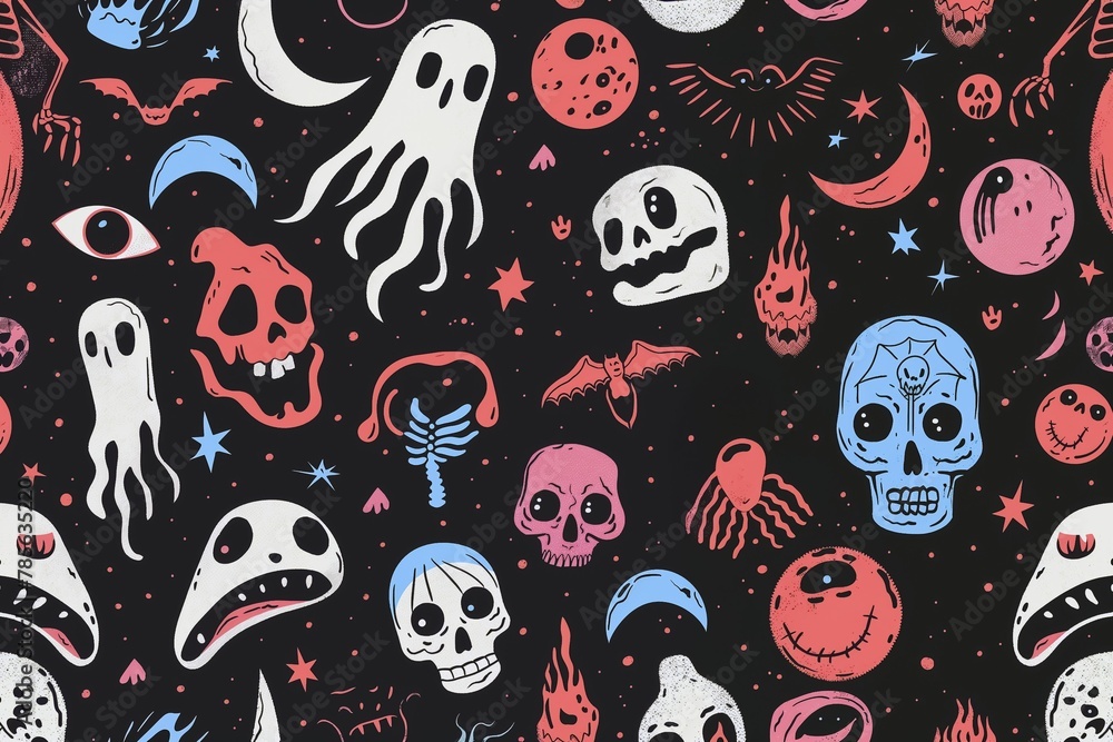 AI generated illustration of spooky design resembling skulls and ghosts AI generated illustration of spooky design resembling skulls and ghosts