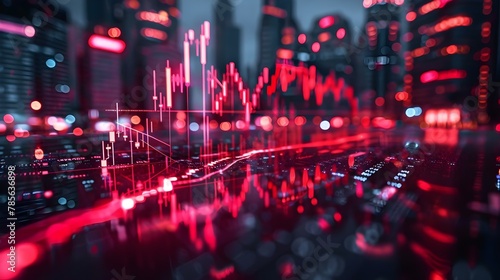 Downturn Melody: A Symphony of Market Decline Amidst Crisis. Concept Financial Crisis, Market Decline, Economic Downturn, Melancholy Melodies, Symphony of Loss