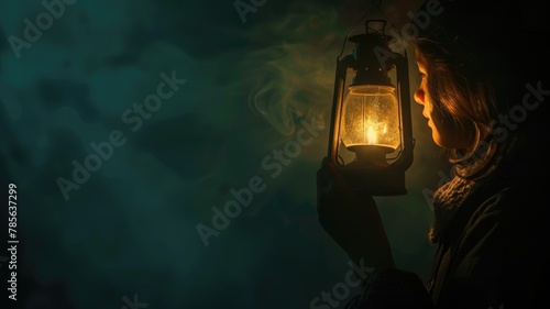 dream sequence where a person lights a lantern in the darkness, finding their way through confusion and uncertainty. © Anna