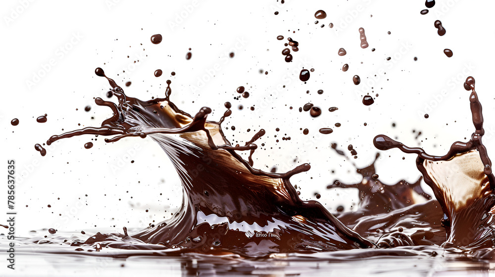 chocolate splash in the air on white background. chocolate splash in the air on white background.