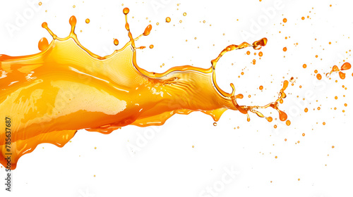 Orange juice splash concept. Light yellow color. Drop levitation. Sweet fruit. Liquid beverage. Healthy drink photo