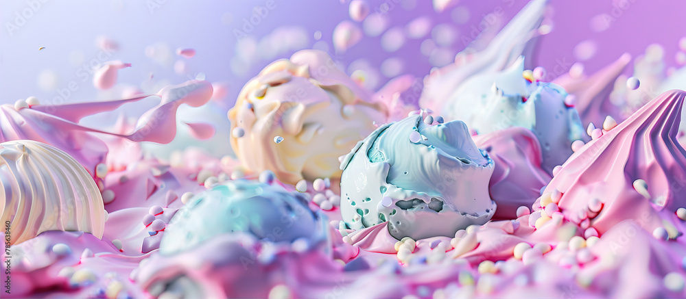 Multi-colored ice cream scoops close-up
