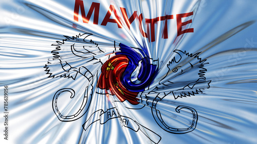 Dynamic Whirl of Mayotte Flag with Shesha and Scroll photo