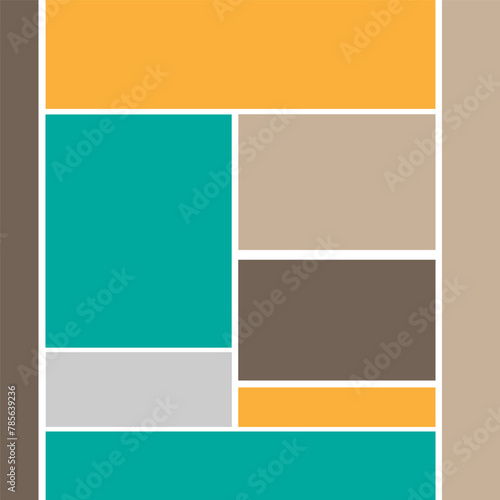 Multi-colored rectangular shapes. Orange turquoise brown rectangles