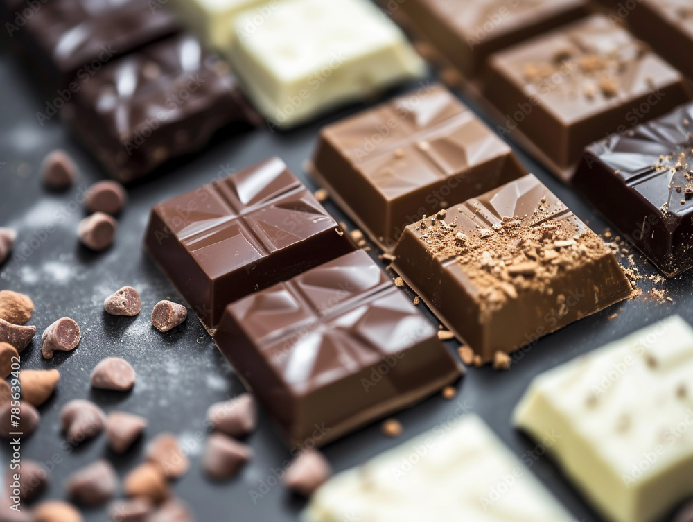 Assorted Chocolate Bars on Dark Surface Assorted Chocolate Bars on Dark Surface