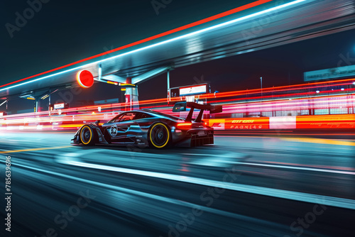 High-Speed Racing Car in Dynamic Motion Blur