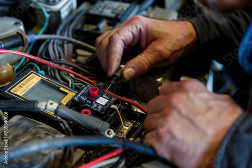 Technician Testing Automotive Electrical System