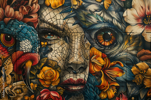 Wallpaper Mural Mosaic Tattoo Artwork on Puzzle Pieces Torontodigital.ca