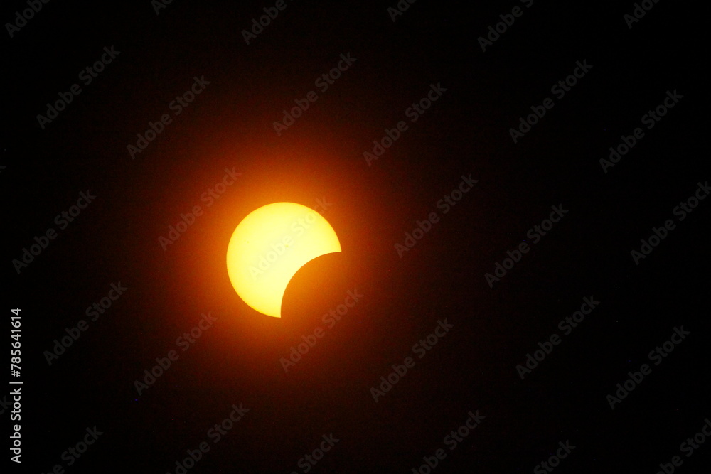 Partial Solar Eclipse, Between First and Second Contacts, Sun Seen with Solar Filter, April 8, 2024, Dublin, Ohio Partial Solar Eclipse, Between First and Second Contacts, Sun Seen with Solar Filter, April 8, 2024, Dublin, Ohio