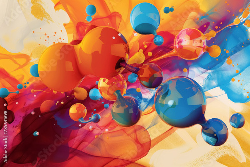 Wallpaper Mural Abstract Fluid Art with Vivid Colors and Bubbles. Torontodigital.ca