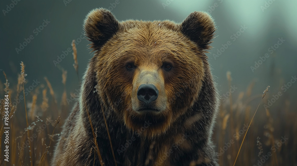 Brown bear swimming in a lake, surrounded by water, representing the majestic presence of wild animals in nature Brown bear swimming in a lake, surrounded by water, representing the majestic presence of wild animals in nature