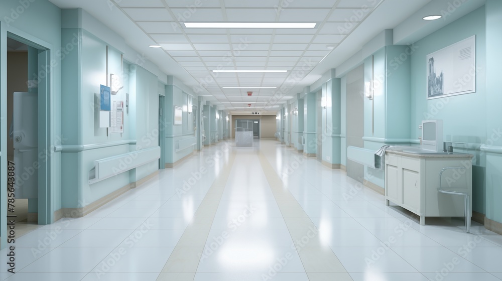 Hospital hallway, reception clinic.
