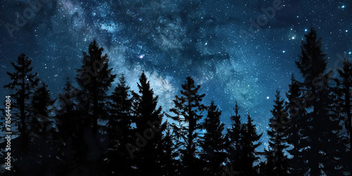 Beautiful starry sky over the forest 