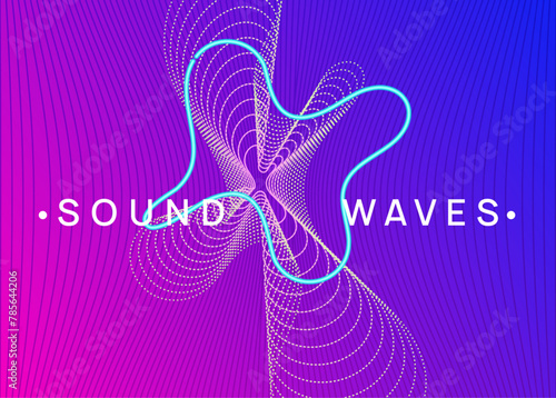 Discotheque Design. Concert Invite. Party Poster. Pink Fest Event. Soundwave Disco Illustration. Dance Electro Element. Violet Edm Set. Blue Discotheque Design