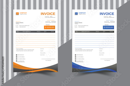 Creative New Style Minimal Invoice Design Template.Vector  Invoice Accounting Design.Print Template