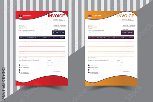 Creative New Style Minimal Invoice Design Template.Vector  Invoice Accounting Design.Print Template