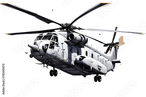 AI generate military helicopter for transport on transparent background PNG