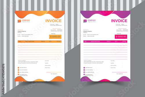 Creative New Style Minimal Invoice Design Template.Vector  Invoice Accounting Design.Print Template