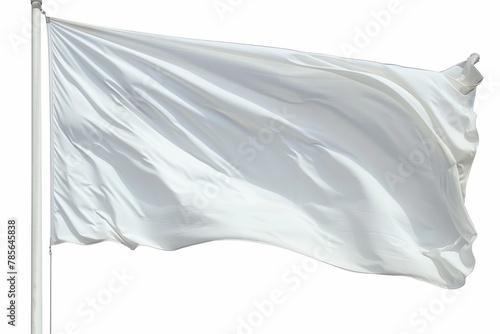 Blank white flag waving against clear sky