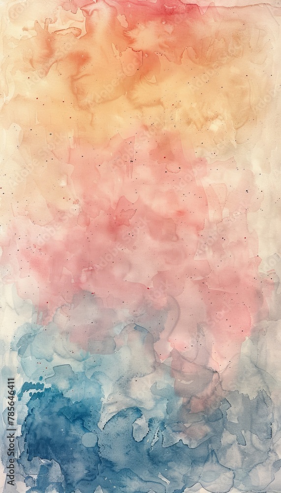 A celestial dance of White, Vanilla Custard, Goldfinch, and Scarlet Sage creates an elegant, abstract galaxy ruled by a king in a minimal watercolor painting. Rich in negative space