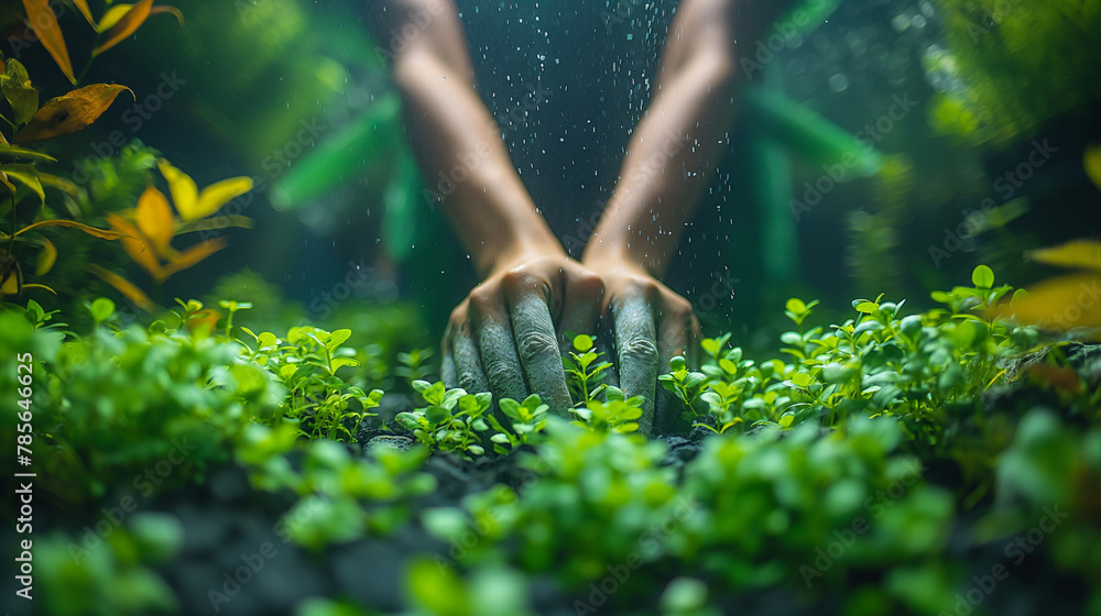 Image showcasing Aquarium Maintenance: A hobbyist performs routine maintenance on their ...