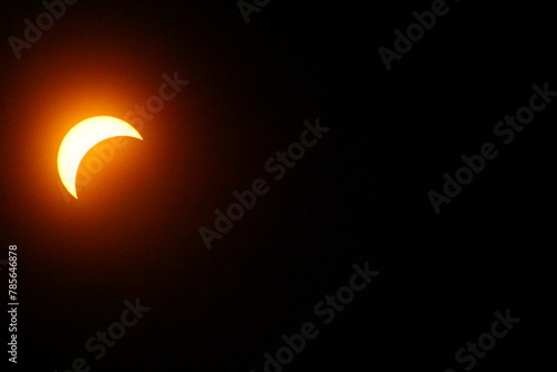 Partial Solar Eclipse, Between First and Second Contacts, Sun Seen with Solar Filter, April 8, 2024, Dublin, Ohio photo