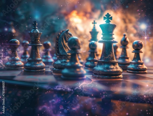 Cosmic Battle: A Mythical Chess Game Between Deities and Mortals