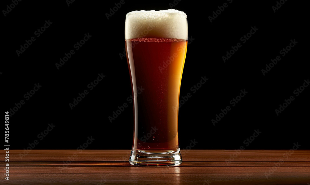 a glass of beer on the bar table