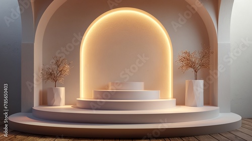 Abstract scene with podium for product presentation