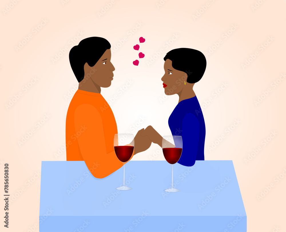 Obraz premium Couple in love on a date. A man confesses his love to a girl.