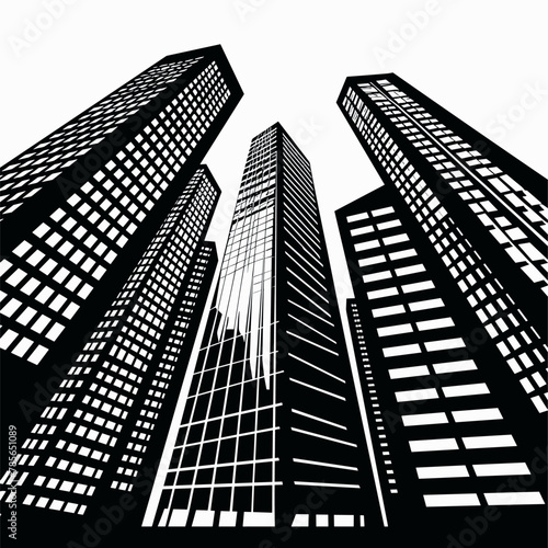 vector silhouette of skyscrapers background .Generative AI