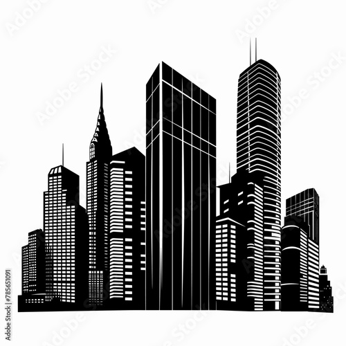 vector silhouette of skyscrapers background .Generative AI