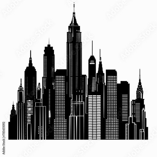 vector silhouette of skyscrapers background .Generative AI