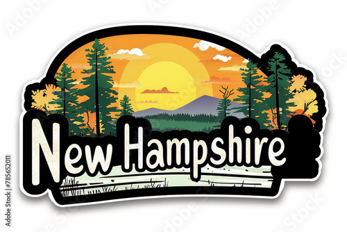 Sticker With the Words New Hampshire