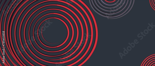 Abstract grey and red circle line vector on dark background  Modern simple overlap circle lines texture creative design  Graphic Illustration for poster  cover  banner  flyer  brochure