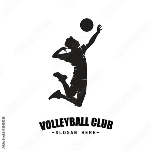 Volleyball team emblem logo design vector illustration
