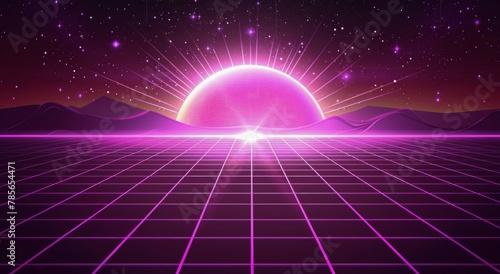 Purple Background With Lines and Stars