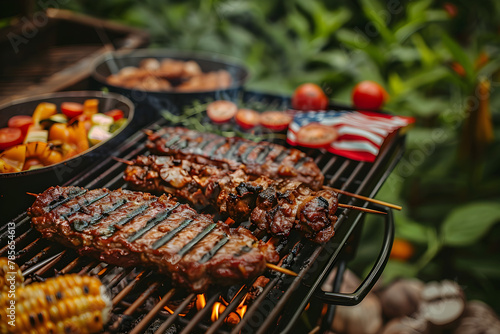 USA Independence Day concept with barbecue and celebration photo