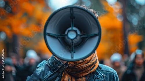 Woman Holding Yellow and Black Megaphone