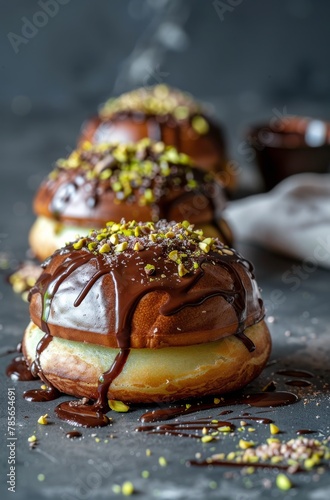 Three Chocolate-covered Donuts With Sprinkles