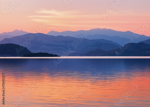 Majestic Lake and Mountains at Sunset