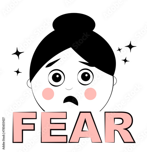 The girl is afraid. Fears and phobias. 